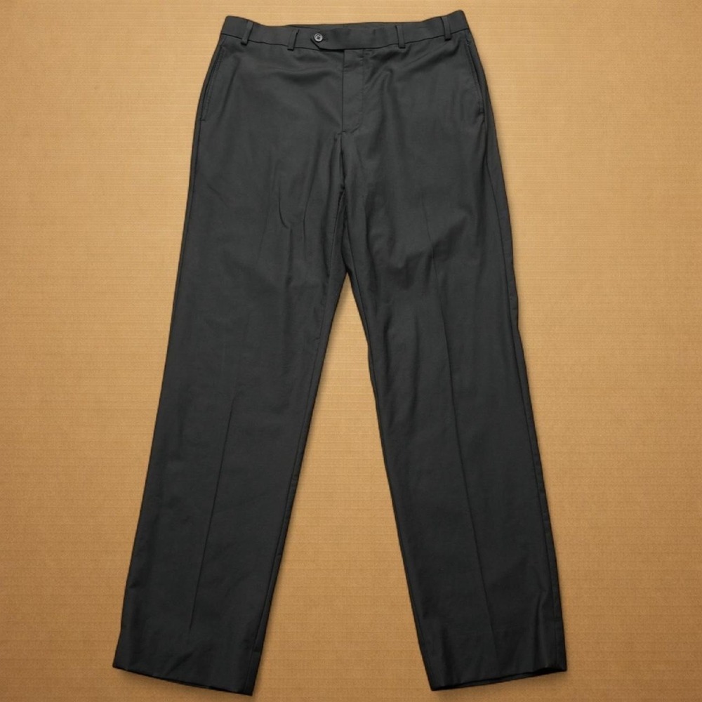 Brooks Brothers Madison Pants Mens Sz 36x32 Black Flat Front Dress Wool Blend